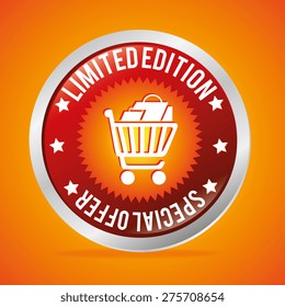 Shopping design over orange background, vector illustration.