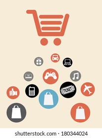 shopping design over pink background vector illustration