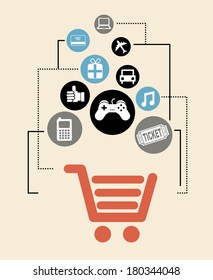 shopping design over pink background vector illustration