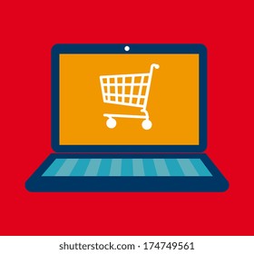 shopping design over  red background vector illustration