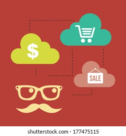 shopping design over red  background vector illustration