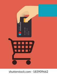 Shopping design over red background, vector illustration