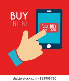 Shopping design over red background, vector illustration