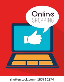 Shopping design over red background, vector illustration