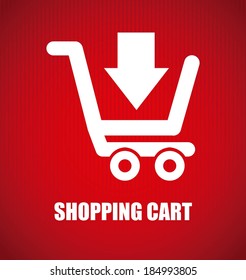 Shopping design over red background, vector illustration-