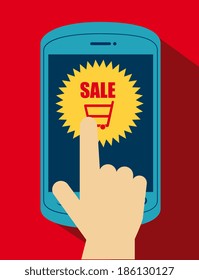 Shopping design over red background, vector illustration