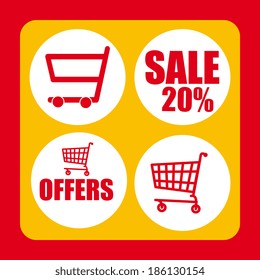 Shopping design over red background, vector illustration