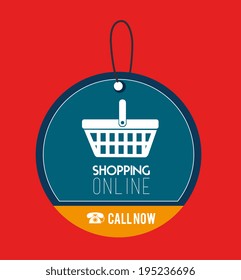 Shopping design over red background, vector illustration