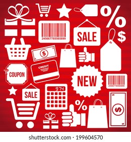 Shopping design over red background, vector illustration