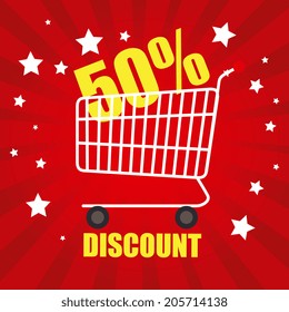 Shopping design over red background, vector illustration