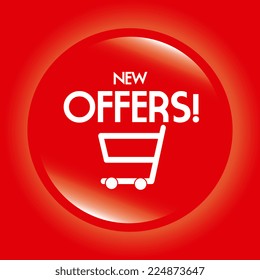 Shopping design over red background, vector illustration