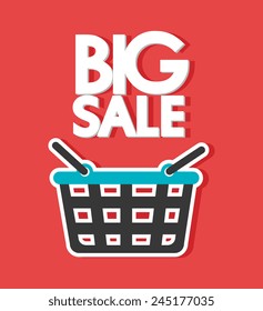 Shopping design over red background, vector illustration.
