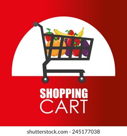 Shopping design over red background, vector illustration.