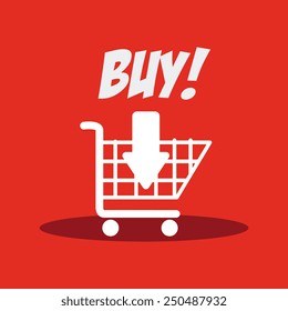 Shopping design over red background, vector illustration.