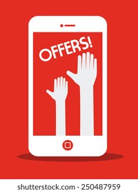 Shopping design over red background, vector illustration.