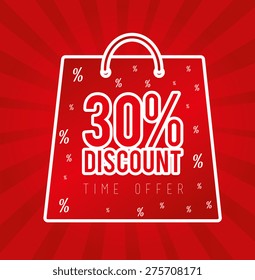 Shopping design over red background, vector illustration.