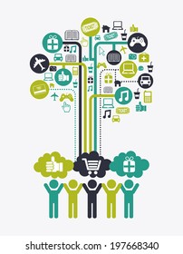 Shopping design over white background, vector illustration