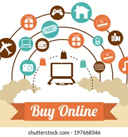 Shopping design over white background, vector illustration