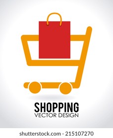 Diseño de compras sobre fondo blanco, Ilustración vectorial