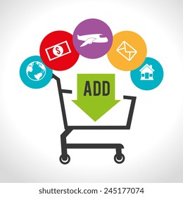 Shopping design over white background, vector illustration.