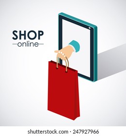 Shopping design over white background, vector illustration.