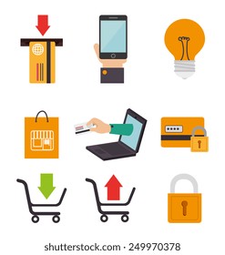 Shopping design over white background, vector illustration.