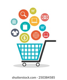 Shopping design over white background, vector illustration.