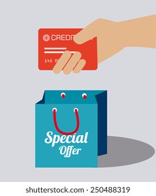 Shopping design over white background, vector illustration.