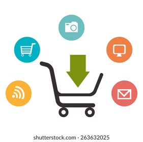 Shopping design over white background, vector illustration.