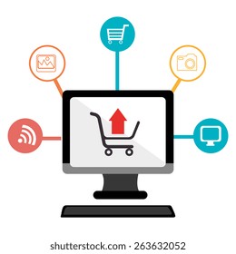 Shopping design over white background, vector illustration.