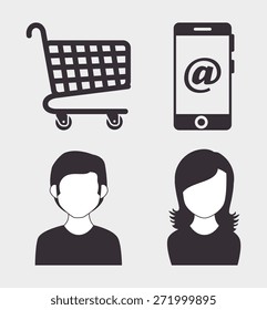 Shopping design over white background, vector illustration.