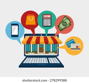 Shopping design over white background, vector illustration.