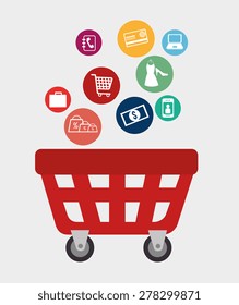 Shopping design over white background, vector illustration.
