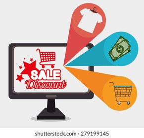 Shopping design over white background, vector illustration.