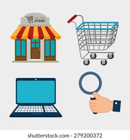 Shopping design over white background, vector illustration.