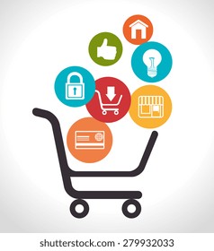Shopping design over white background, vector illustration.