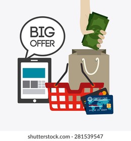 Shopping design over white background, vector illustration.