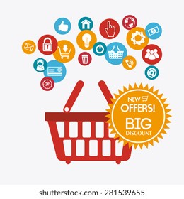 Shopping design over white background, vector illustration.