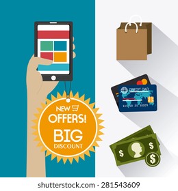 Shopping design over white background, vector illustration.