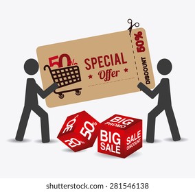 Shopping design over white background, vector illustration.