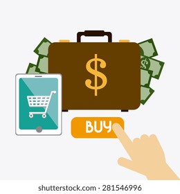 Shopping design over white background, vector illustration.