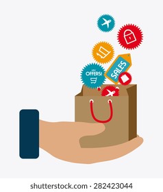 Shopping design over white background, vector illustration.