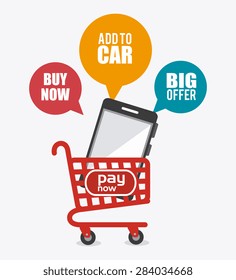Shopping design over white background, vector illustration.