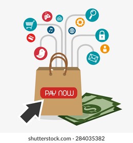 Shopping design over white background, vector illustration.