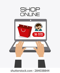 Shopping design over white background, vector illustration.