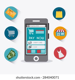 Shopping design over white background, vector illustration.