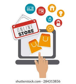 Shopping design over white background, vector illustration.