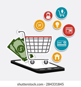 Shopping design over white background, vector illustration.