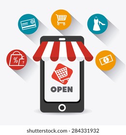 Shopping design over white background, vector illustration.