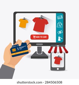 Shopping design over white background, vector illustration.